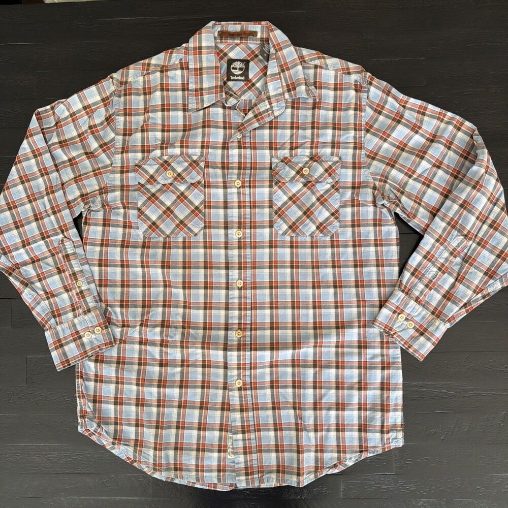 Timberland Vintage Multicolor Plaid Cotton Button-Up Shirt M (68FB628) Gorpcore
